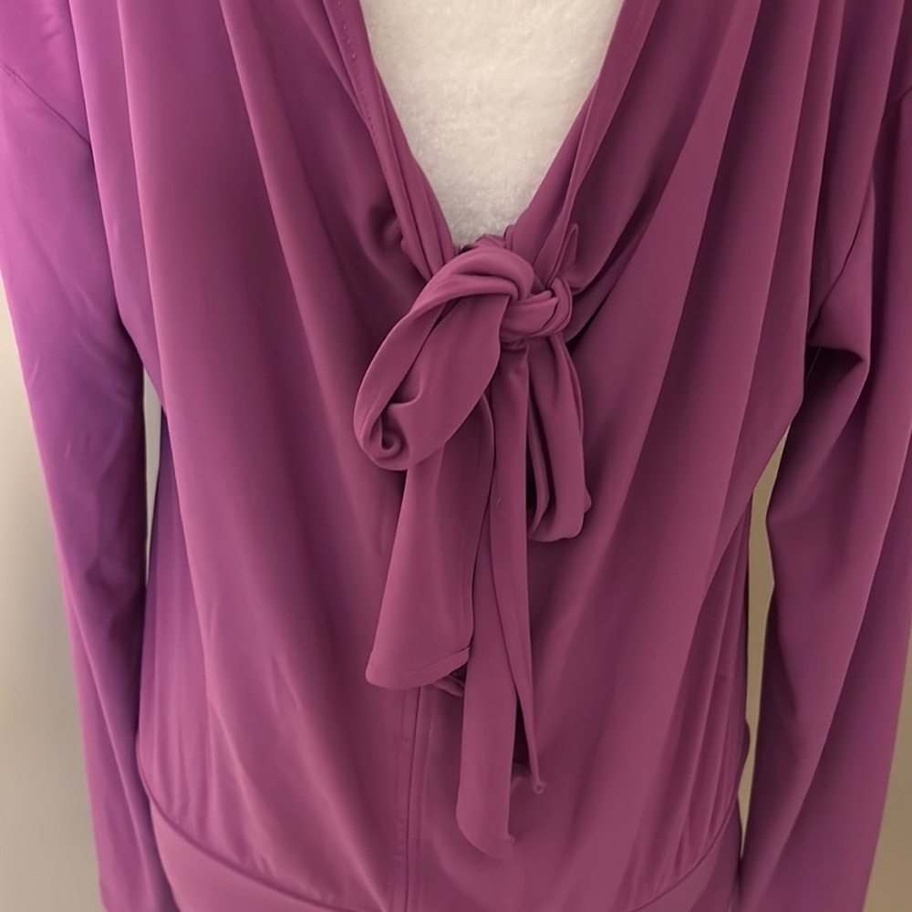 White House Black Market Purple Long Sleeve Blouse - Picture 4 of 4